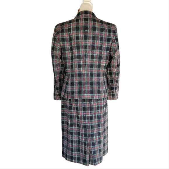 Pendleton Authentic Black Stewart Tartan Plaid Blazer Skirt Wool Suit Set Size 8 - Picture 5 of 14